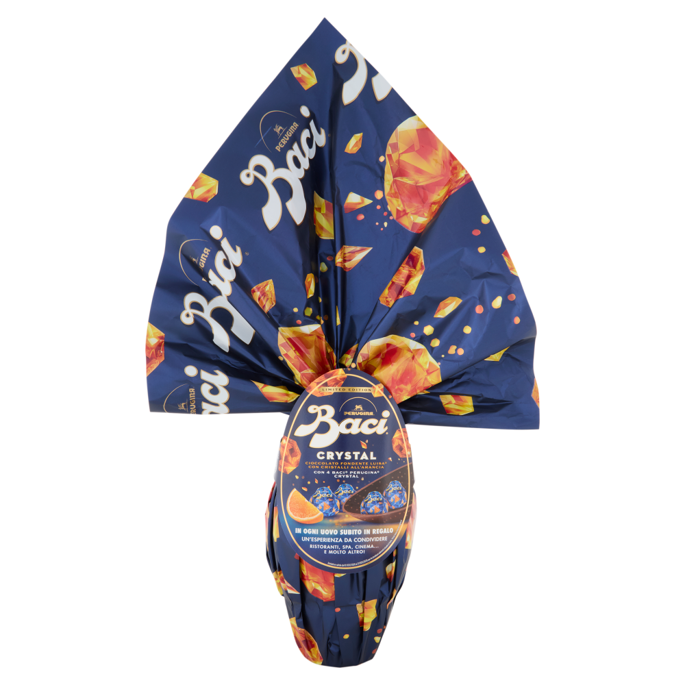 BACI PERUGINA Uovo di Pasqua Cioccolato all'Arancia Crystal con Sorpresa e 4 Cioccolatini 265g