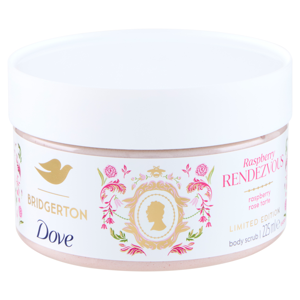 Dove body scrub Bridgerton Limited Edition Raspberry RendezVous aspberry rose tarte 225 ml