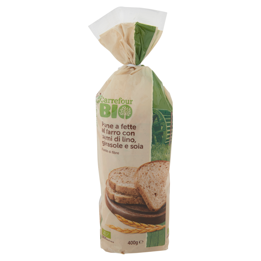 Carrefour Bio Pane a Fette al farro con semi di lino, girasole e soia 400 g