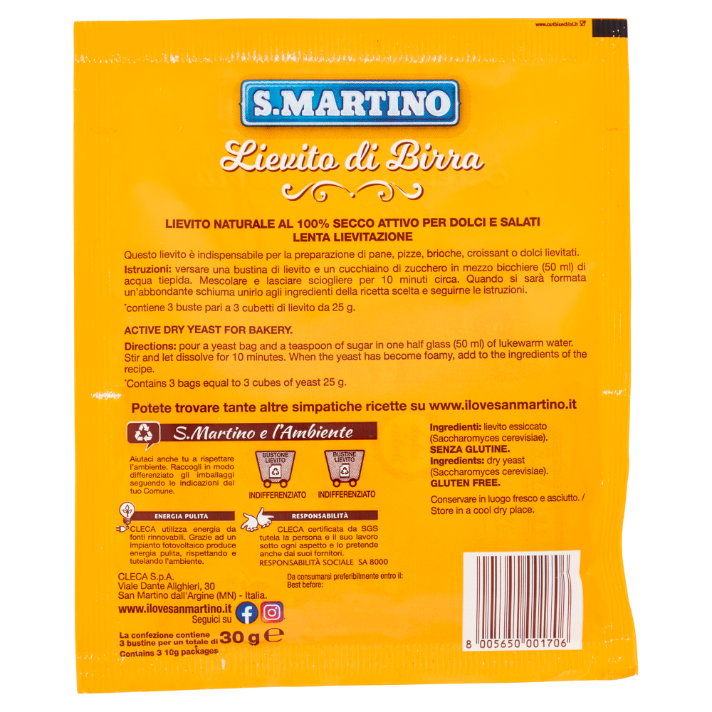 S.Martino Lievito di Birra per dolci e salati 3 Buste 30 g