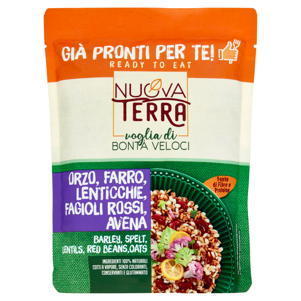 Nuova Terra Già Pronti per Te! Orzo, Farro, Lenticchie, Fagioli Rossi, Avena 250 g