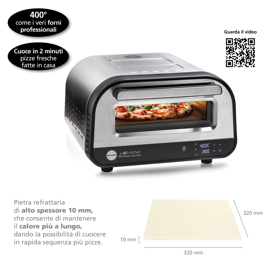 Macom 884 macchina e forno per pizza 1 pizza(e) 1700 W Nero, Acciaio inox