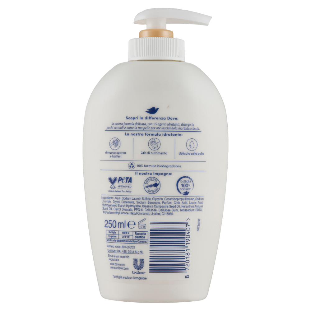 Dove Sapone Detergente Idratante seta preziosa 250 ml