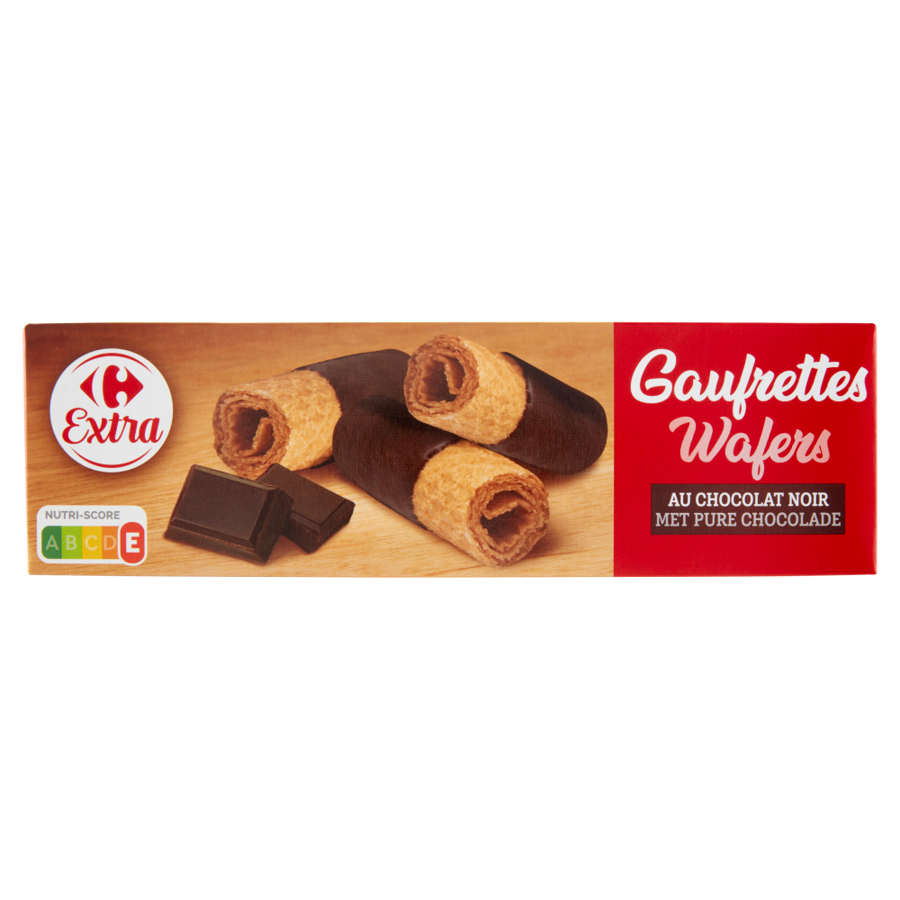 Carrefour Extra Gaufrettes Wafers au Chocolat Noir 125 g