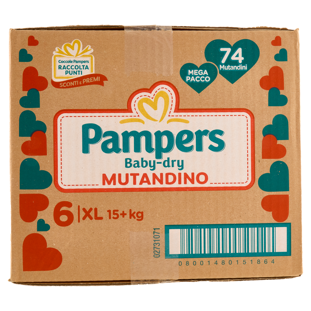 Pampers Baby-dry Mutandino XL 74 pz