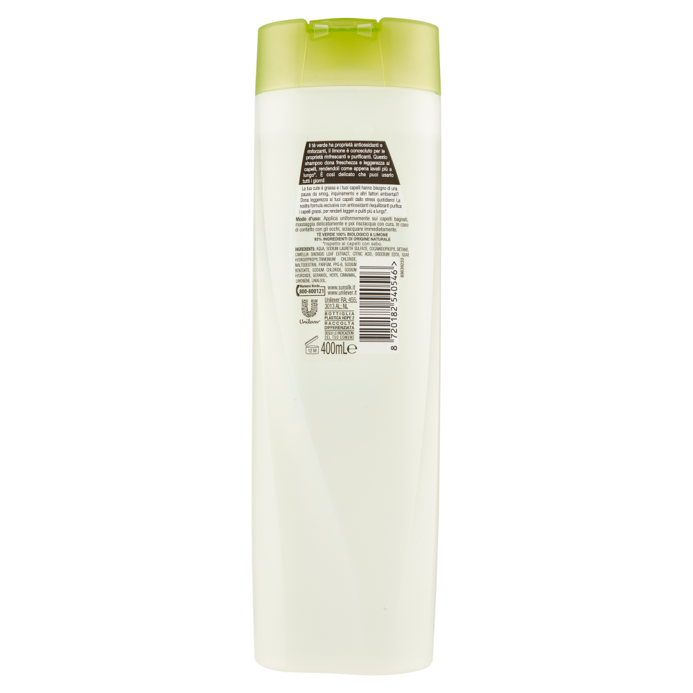 sunsilk Ricarica naturale Shampoo per Capelli Grassi Tè Verde e Limone 400 ml