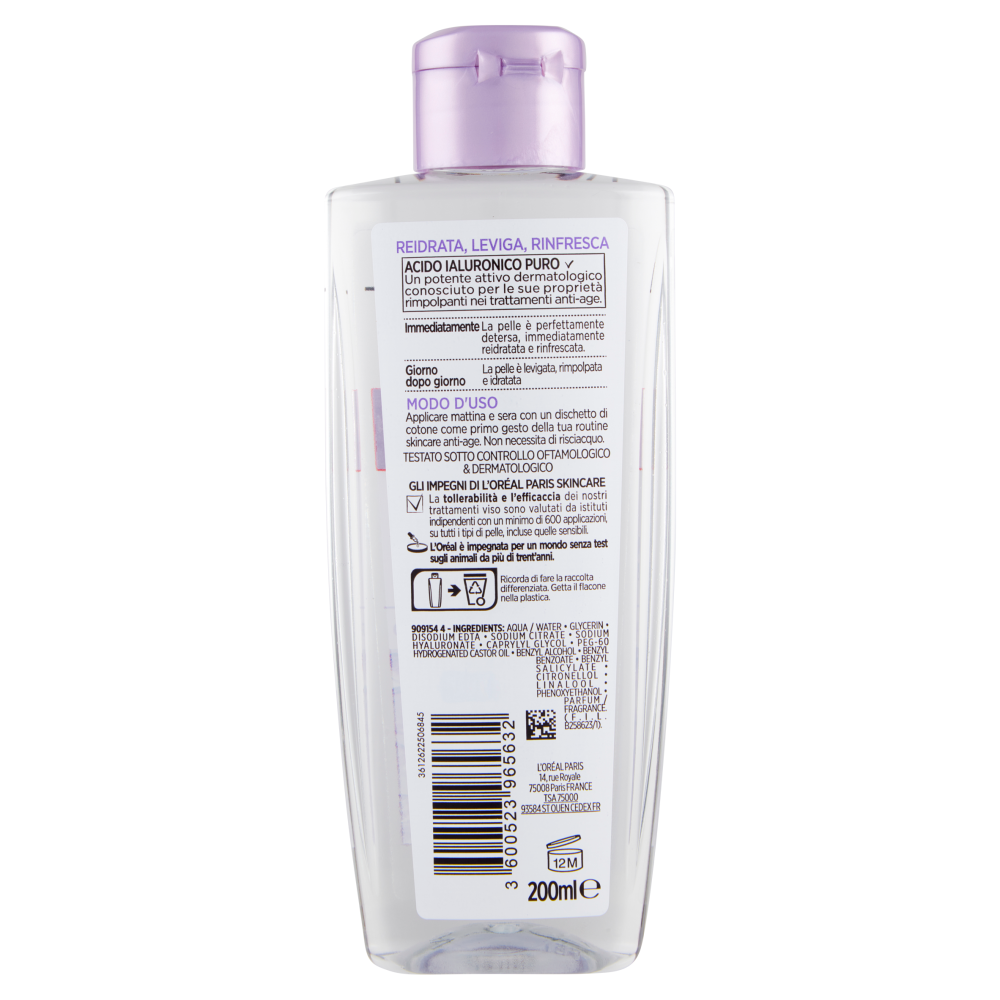 L'Oréal Paris Tonico Rimpolpante Revitalift Filler, Azione Detergente Anti-Età con Acido Ialuronico