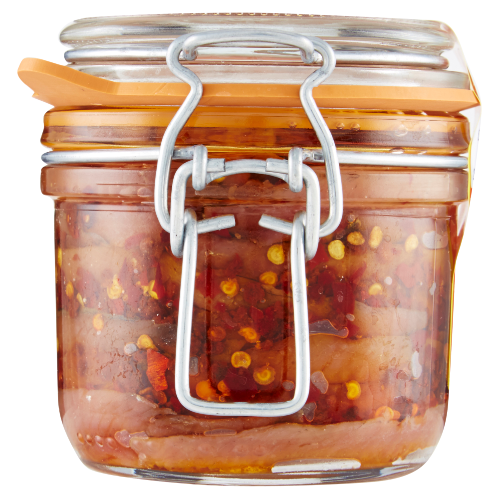 Marca Vaticano Filetti di Acciughe Spagnole in olio di oliva con peperoncino 250 g