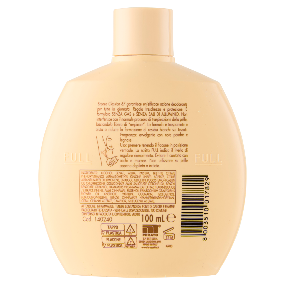Breeze Classico 67 Deodorante Profumato 100 mL