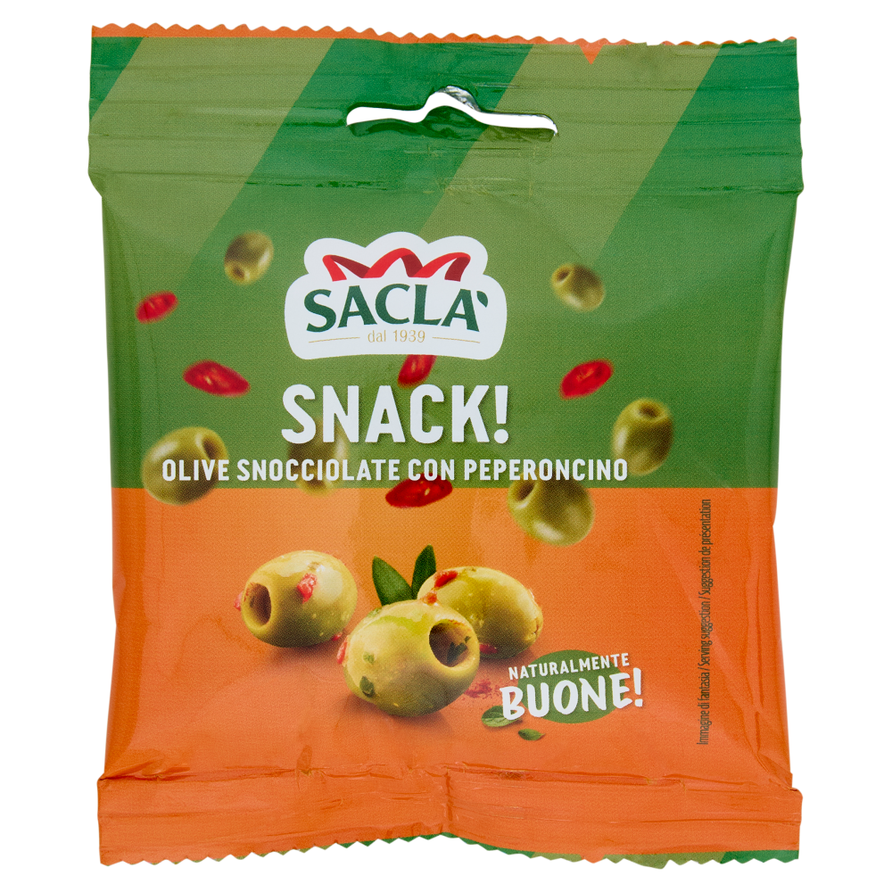 Saclà Snack! Olive Snocciolate con Peperoncino 30 g