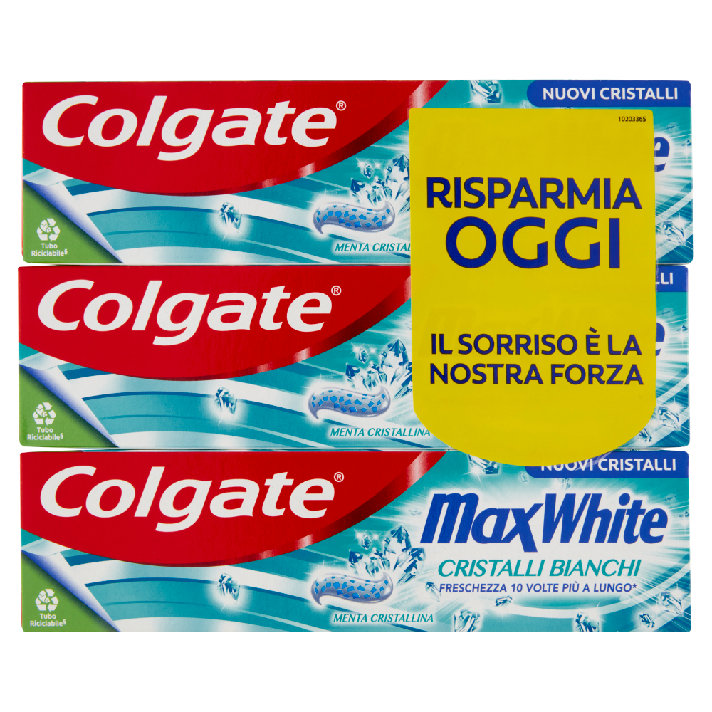 Colgate dentifricio sbiancante Max White Cristalli Bianchi 3x75 ml
