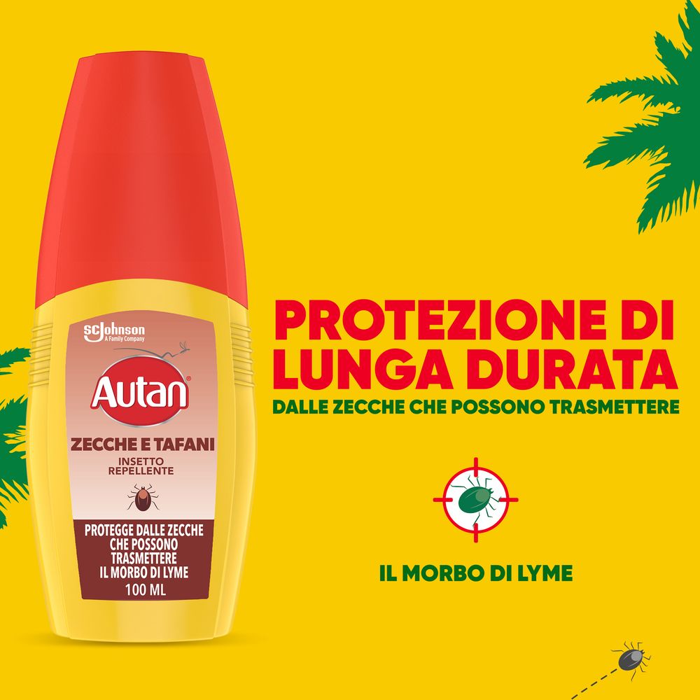 Autan Zecche e Tafani Vapo Spray Forte, Repellente Zanzare e Zecche con Azione Protettiva Duratura Fino a 12 ore di protezione, Ideale per Viaggiatori, 100 ml