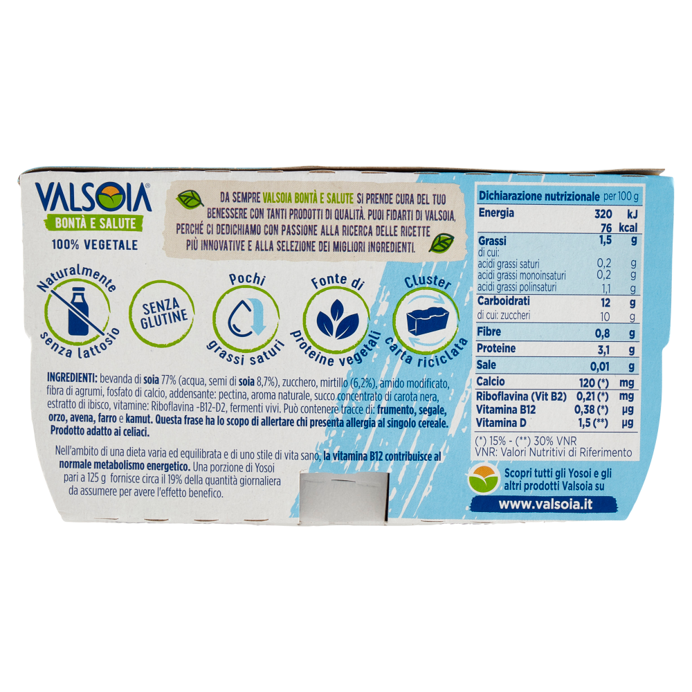 Valsoia Bont&agrave; e Salute Yosoi Mirtillo 2 x 125 g