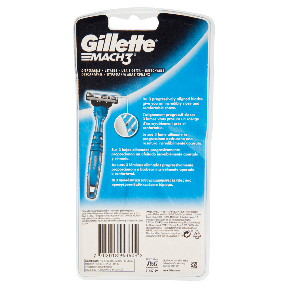 Gillette Rasoio da Uomo Usa e Getta Mach3, 3 Rasoi