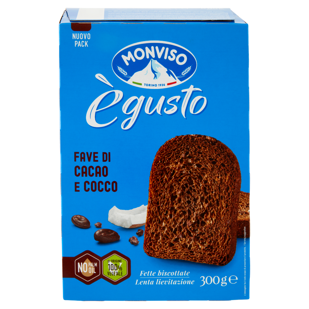 Monviso ègusto Fave di cacao e cocco Fette biscottate 300g
