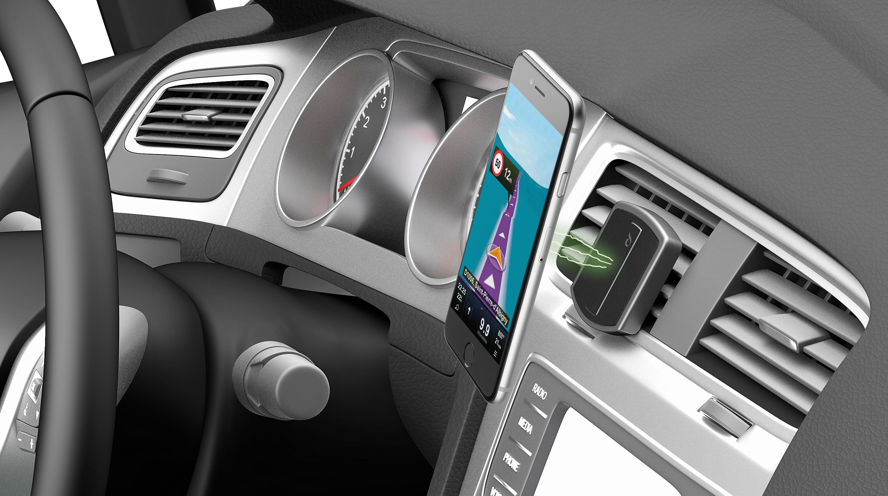 Cellularline Touch - Universal Supporto smartphone da auto magnetico per bocchette di aerazione