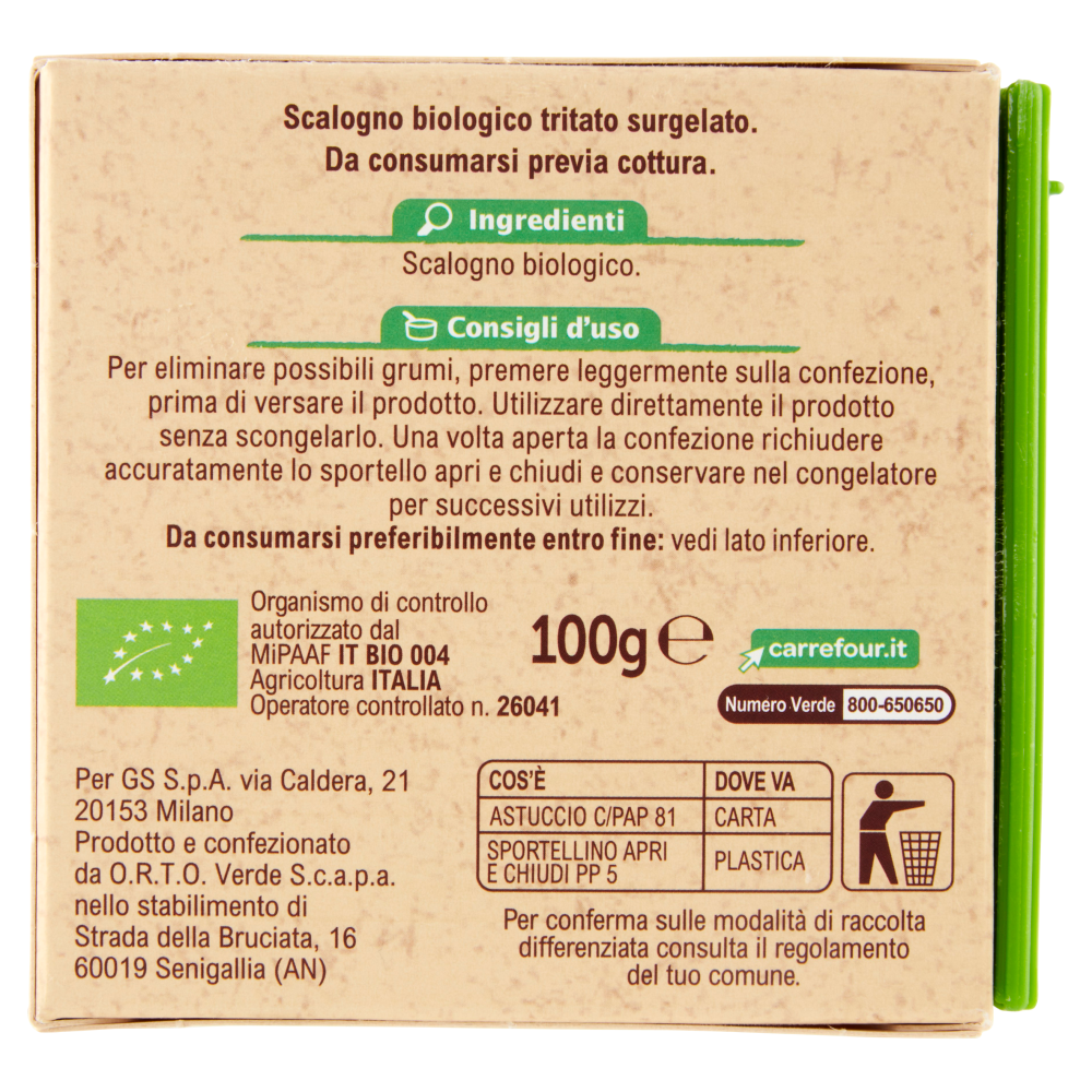 Carrefour Bio Scalogno tritato surgelato 100 g