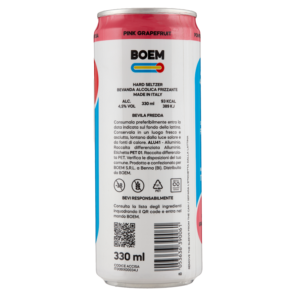 Boem Alcoholic Sparkling Drink Pink Grapefruit 330 ml