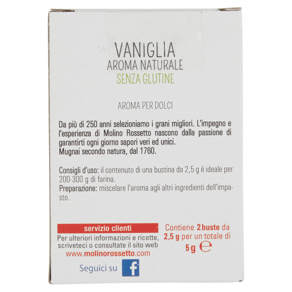 Molino Rossetto Vaniglia Aroma Naturale Senza Glutine 2 x 2,5 g