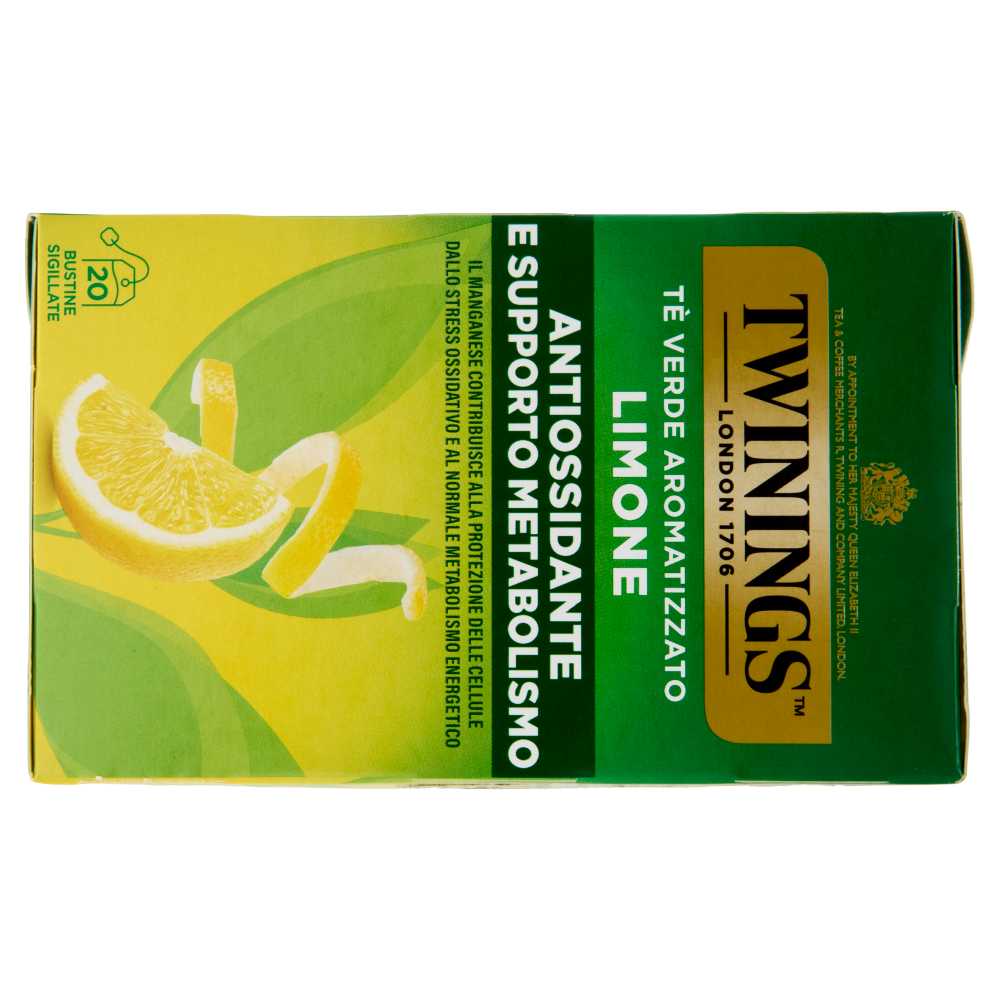 Twinings Limone T&egrave; Verde aromatizzato Antiossidante e Supporto Metabolismo 20 filtri The 40 g