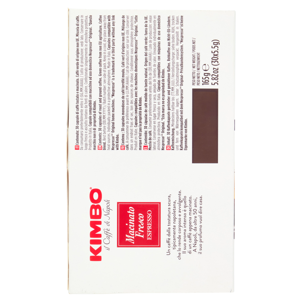 Kimbo Macinato Fresco Capsule Compatibili con Macchine Nespresso* Original 30 x 5,5 g