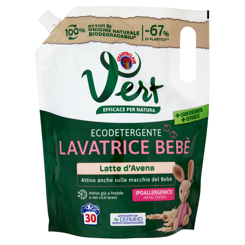 Vert di Chanteclair Ecodetergente Lavatrice Bebè Latte d'Avena 1200 ml