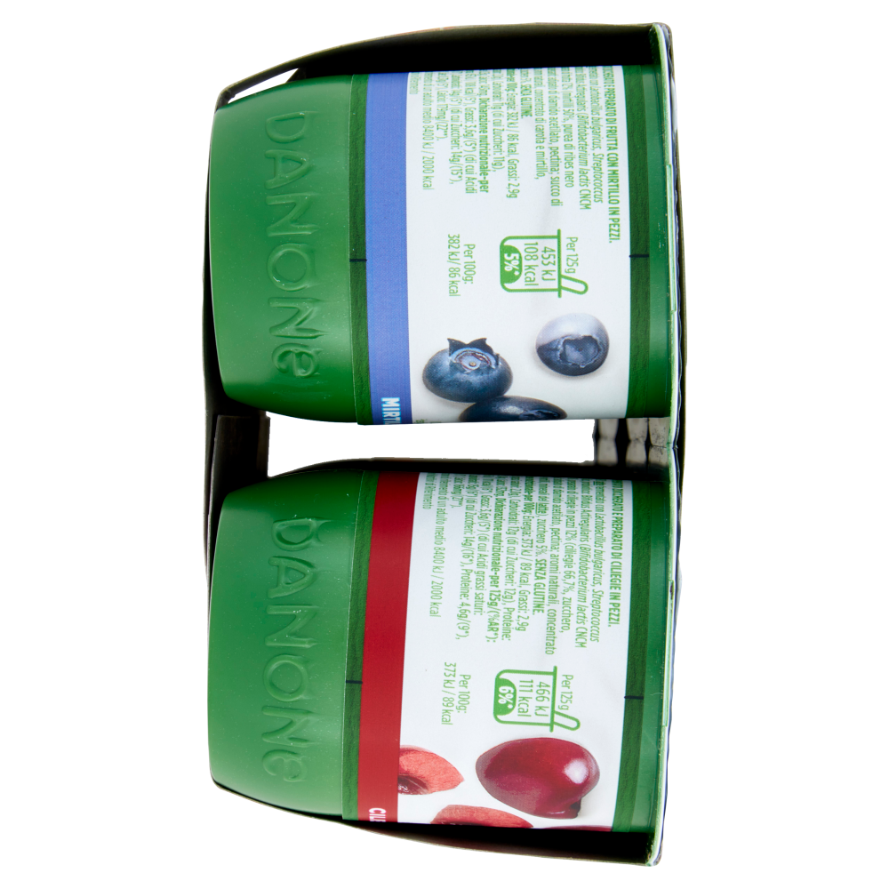 ACTIVIA Yogurt con Probiotico Bifidus, mix di gusti Mirtillo/Fragola/Ciliegia/Albicocca, 8x125g