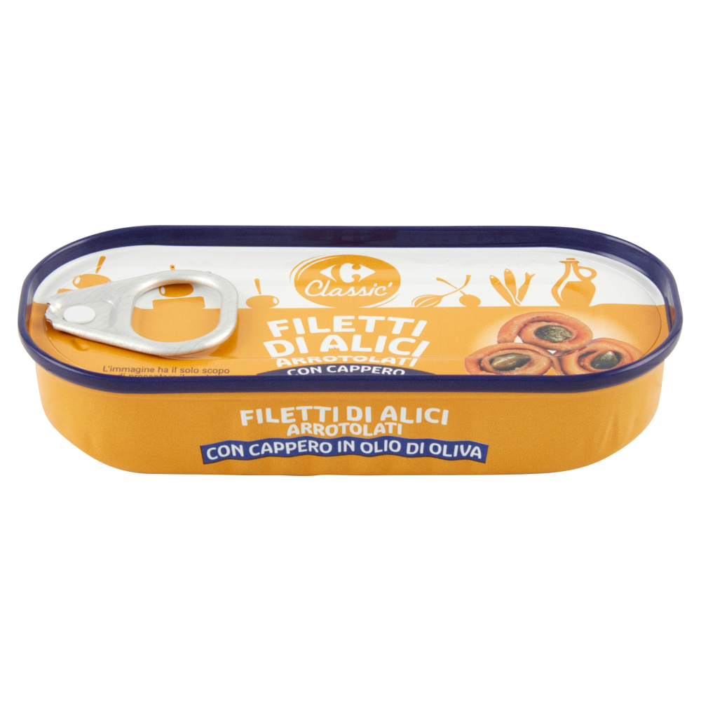 Carrefour Classic Filetti di Alici Arrotolati con Cappero in Olio di Oliva 46 g
