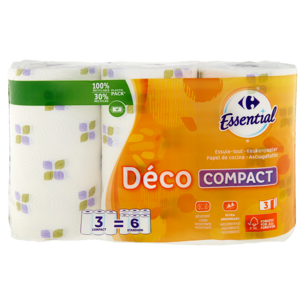 Carrefour Essential Asciugatutto Déco Compact 3 Veli 3 pz