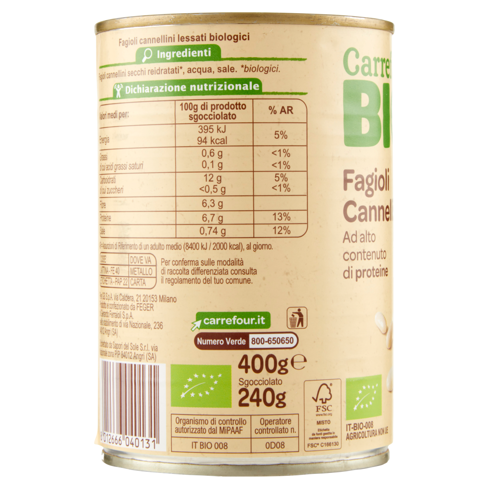 Carrefour Bio Fagioli Cannellini 400 g