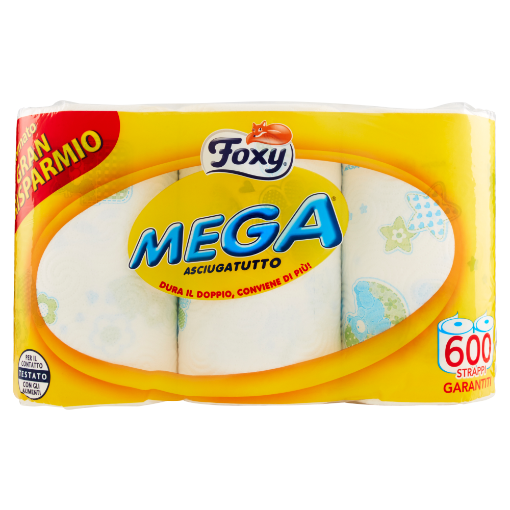 Foxy Mega Asciugatutto 2 veli decorato 6 maxi rotoli