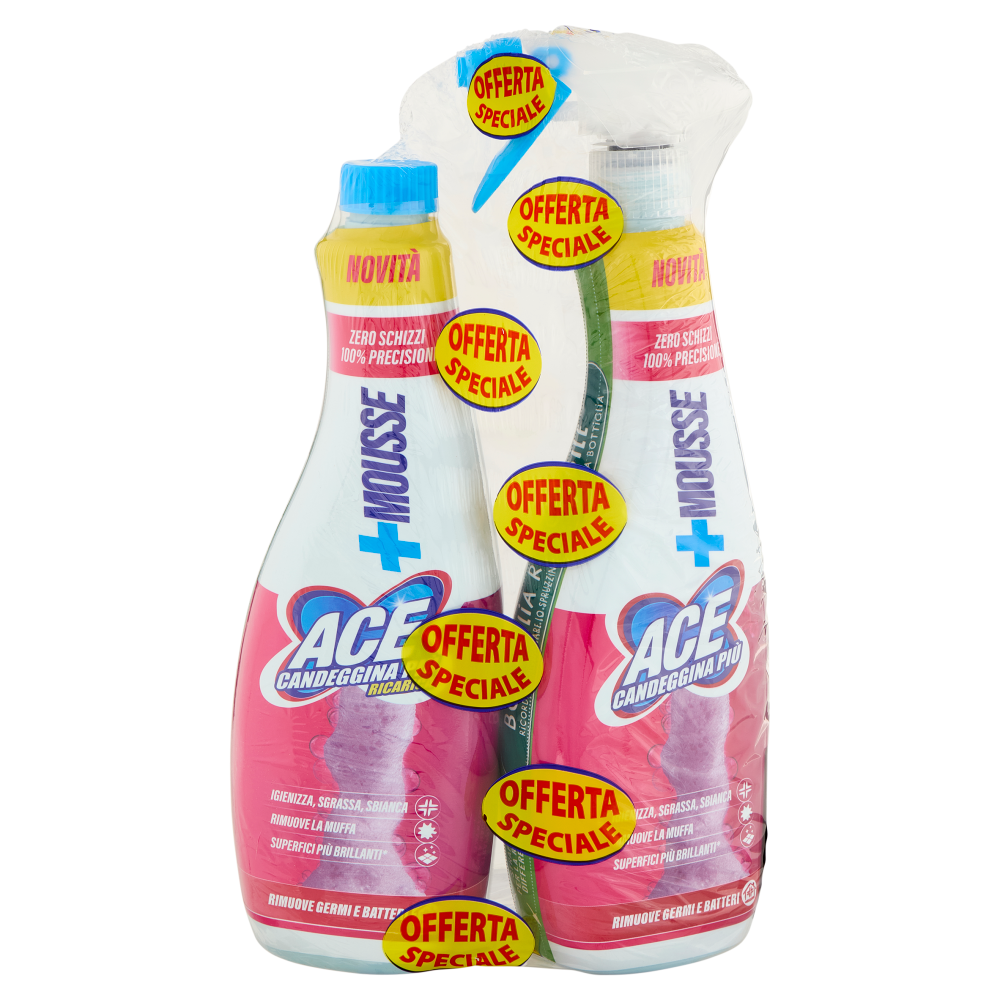 Ace Candeggina Pi&ugrave; +Mousse + Ricarica 2 x 690 ml