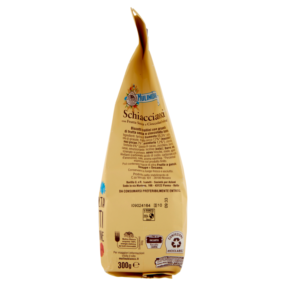 Mulino Bianco Schiaccianoci Biscotti con Frutta Secca e Cioccolato Fondente 300g