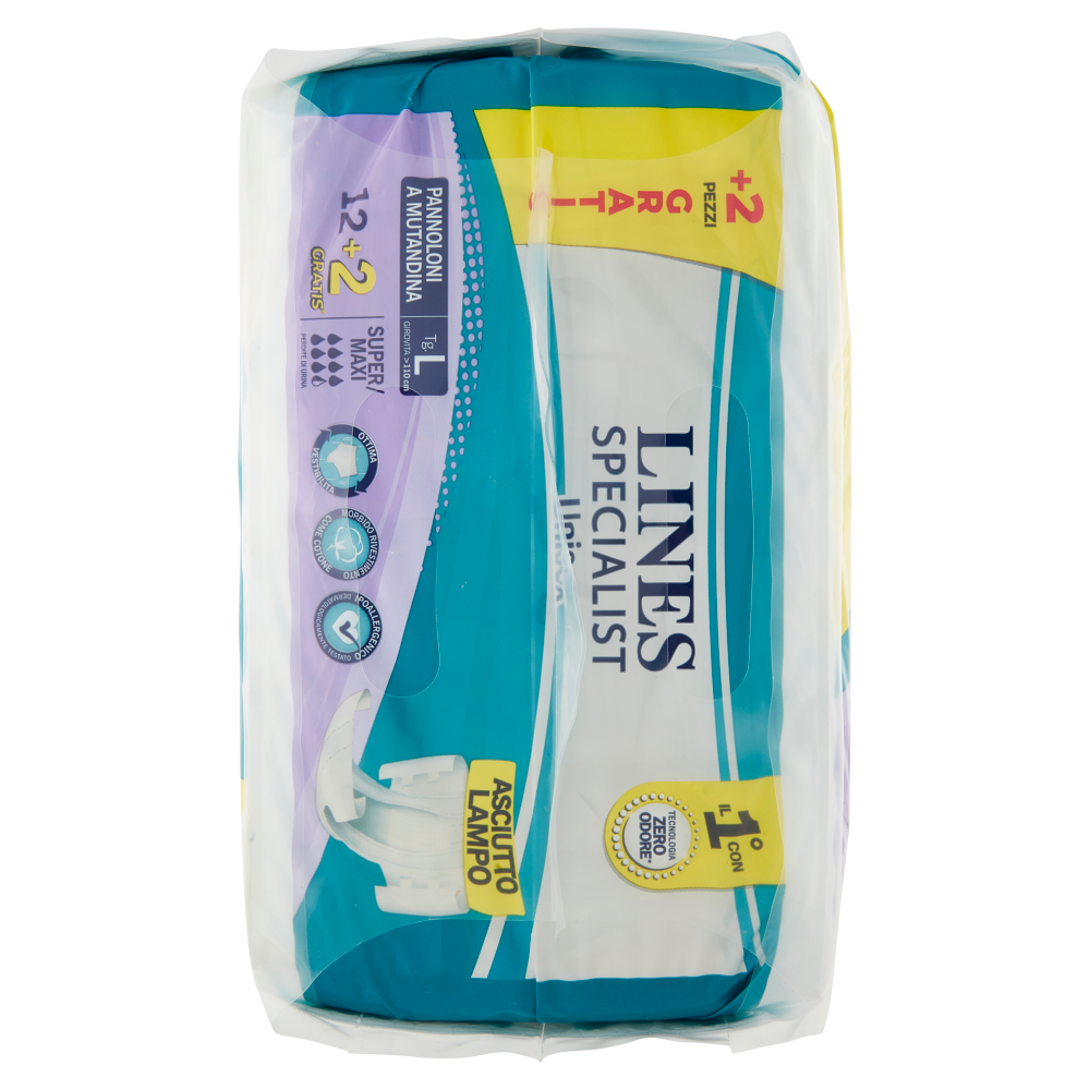 Lines Specialist Unisex Pannoloni a Mutandina Tg. L Super/Maxi 12+2 pz