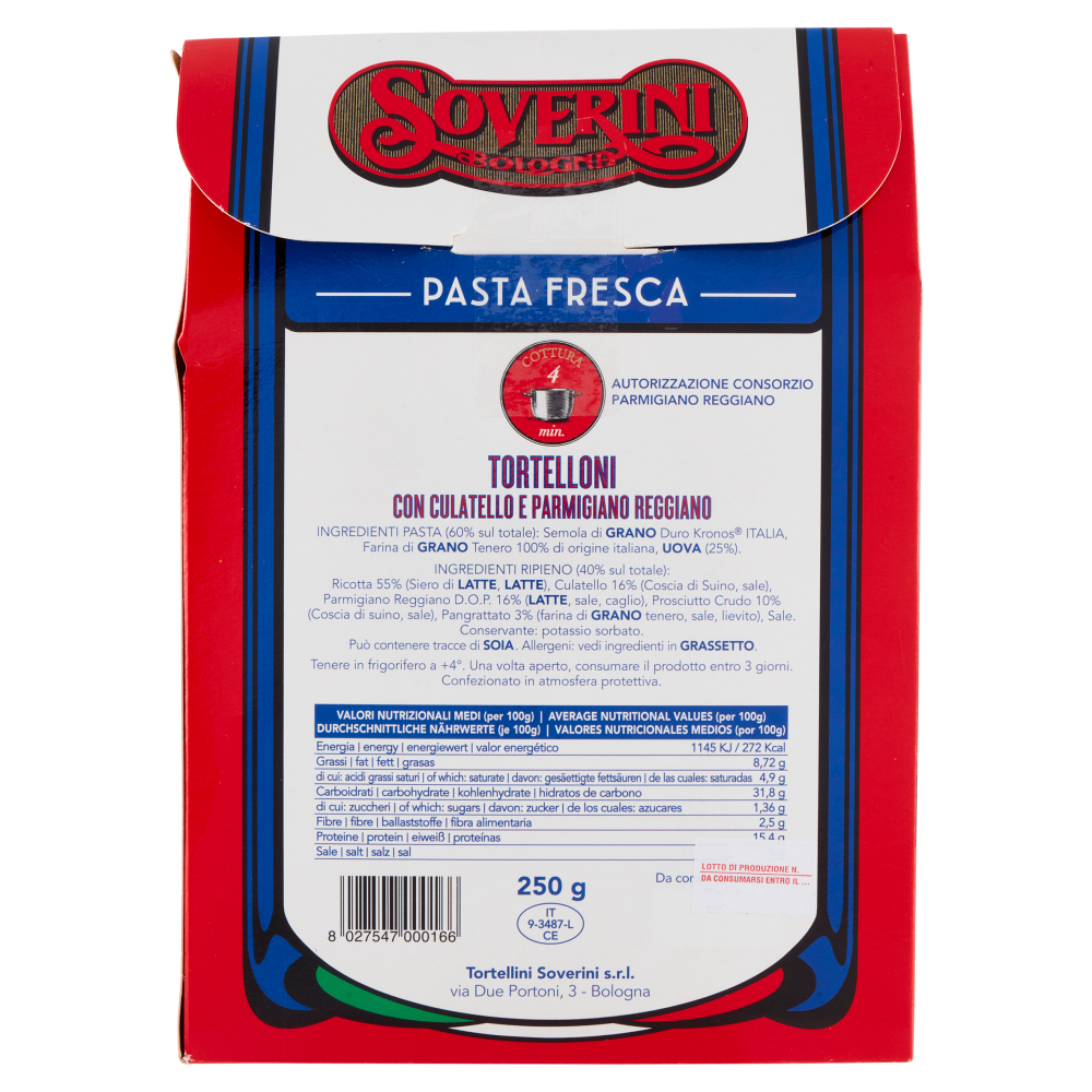 Soverini Tortelloni Culatello e Parmigiano Reggiano 250 g