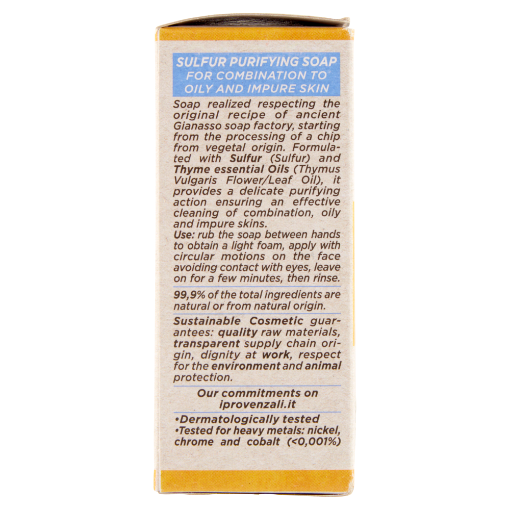 I Provenzali Saponetta Vegetale Zolfo Purificante 100 g