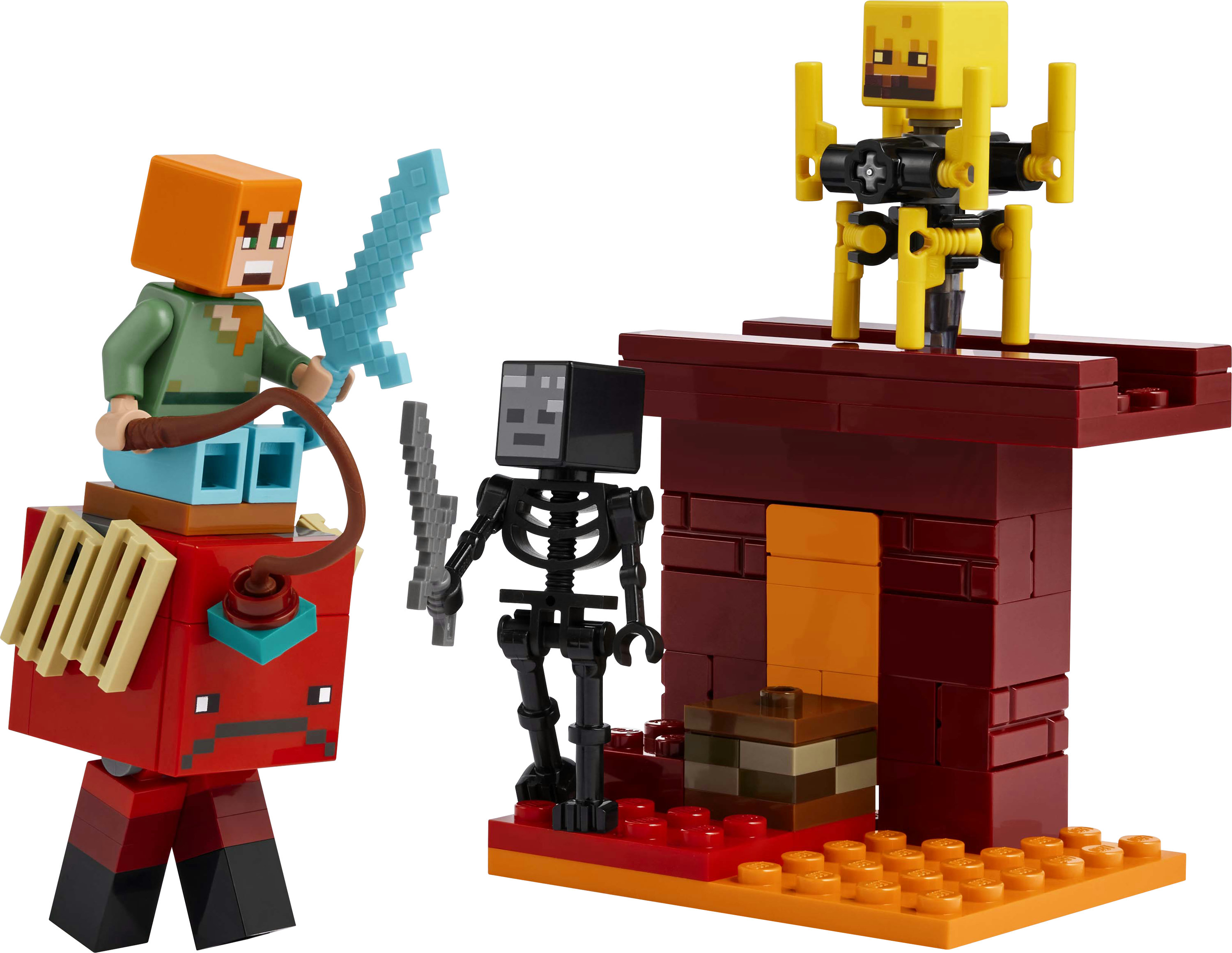 LEGO Minecraft 21266 Battaglia sul Ponte del Nether, Gioco d'Avventura Bambini 6+ con Funzioni e 4 Personaggi dal Videogioco