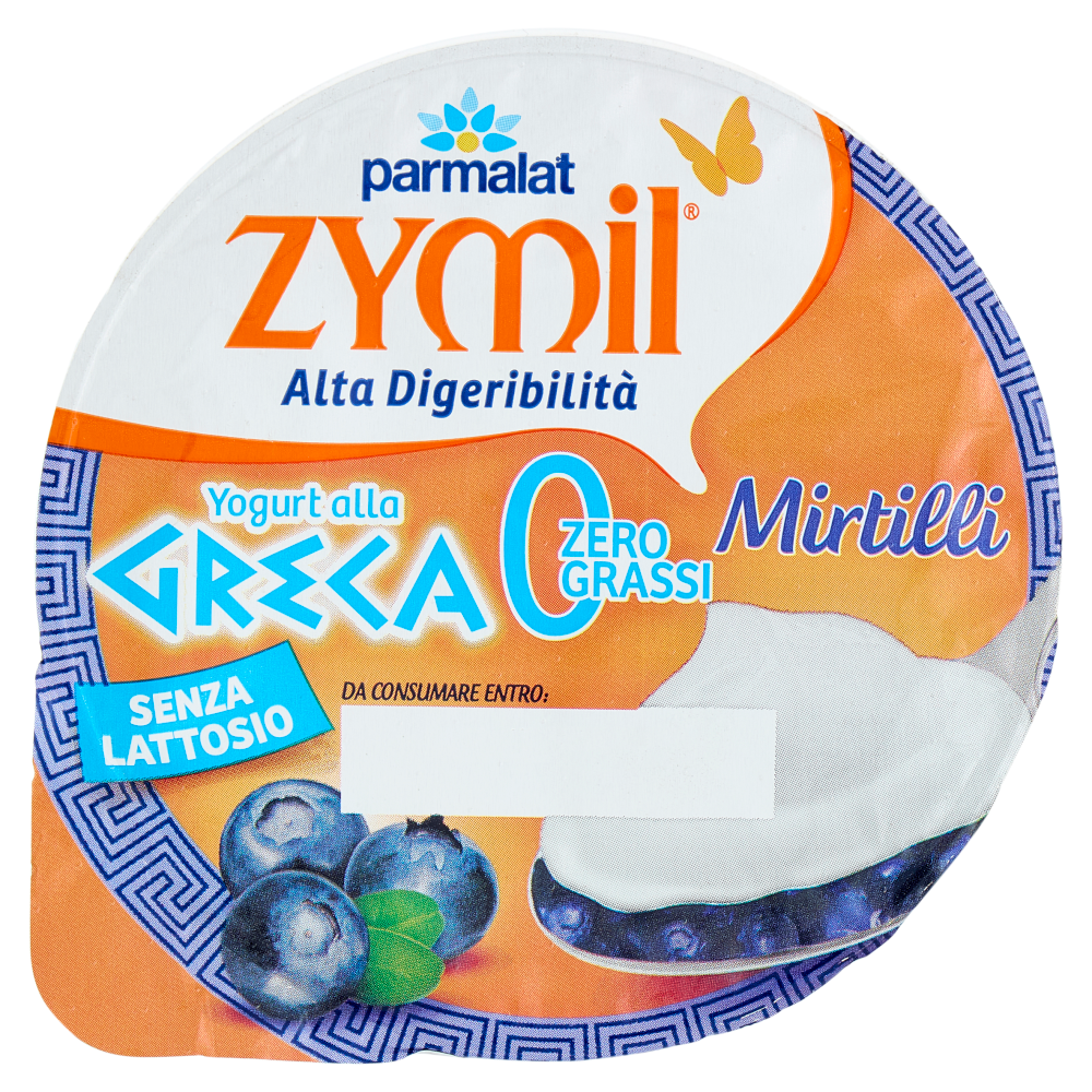 ZYMIL Alta Digeribilit&agrave; Senza Lattosio Yogurt alla Greca Zero Grassi Mirtilli 150g