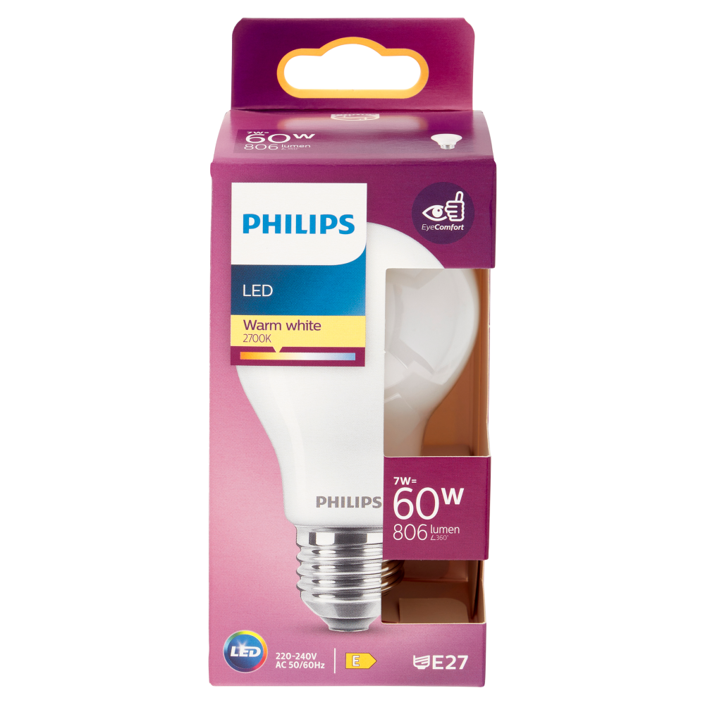 Philips Led goccia vetro 60W E27 2700K
