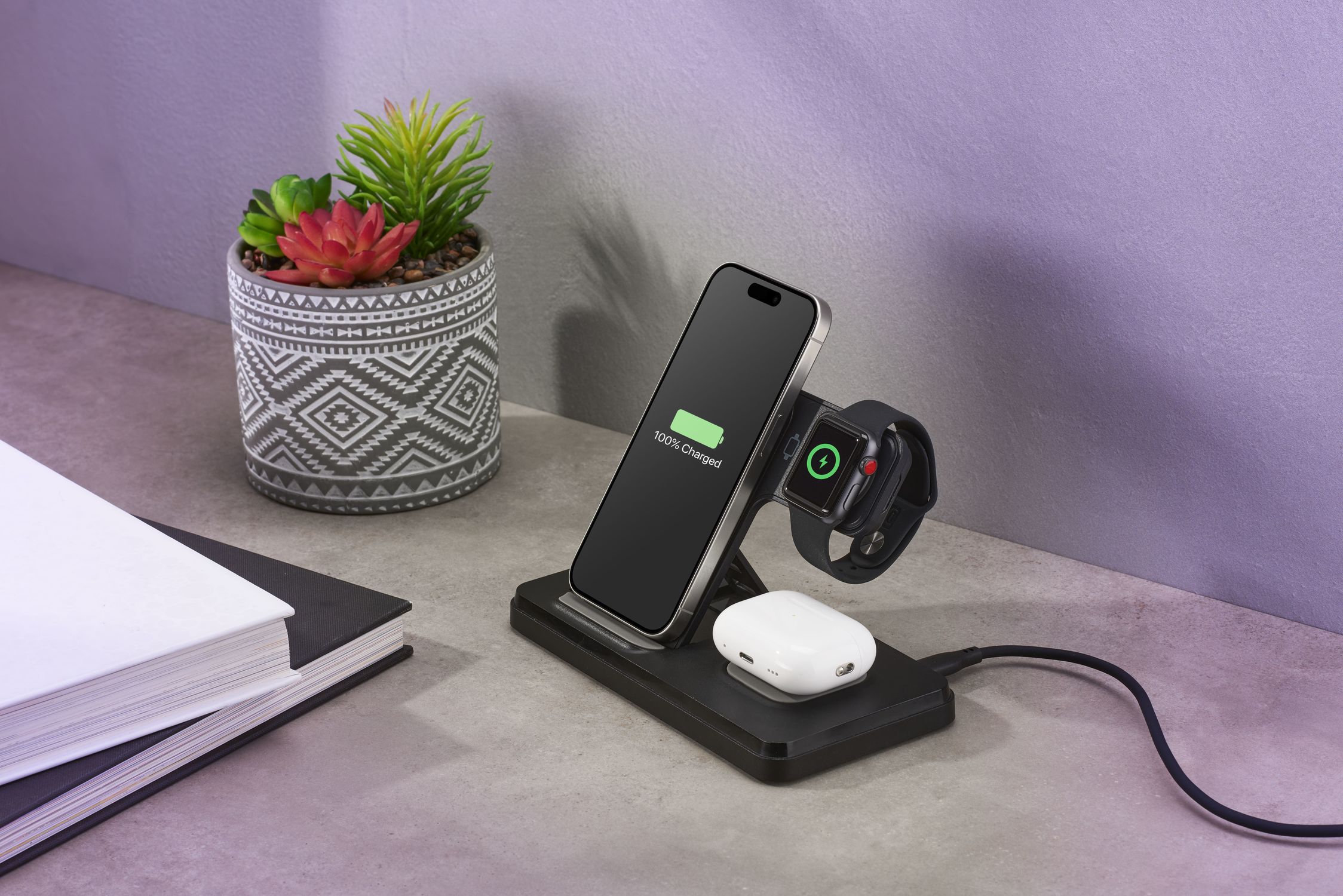 Tech Pop Triple Station 3 in 1 Base di ricarica wireless 3in1 da 15W