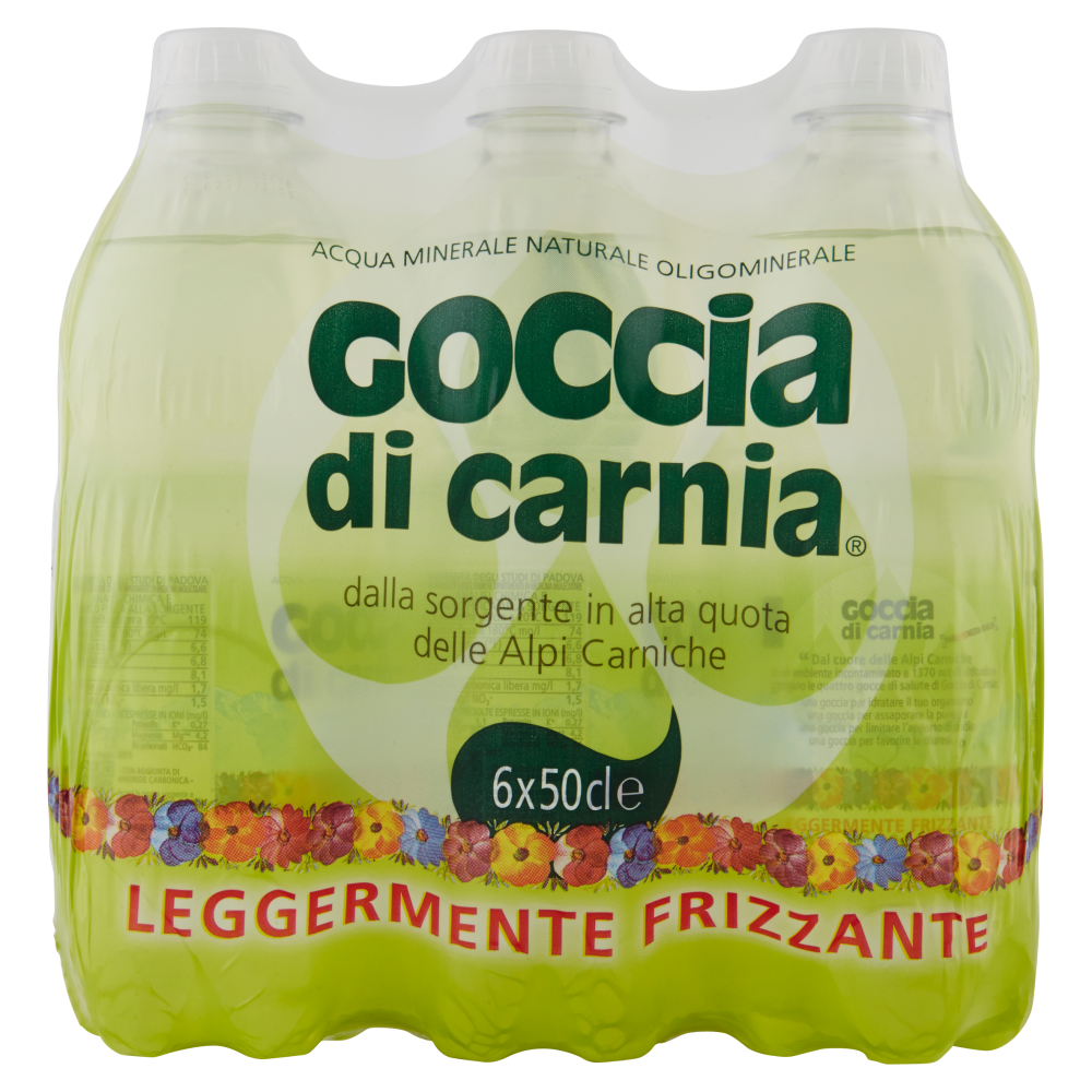Goccia di Carnia Acqua Minerale Naturale Oligominerale Leggermente Frizzante 6 x 50 cl