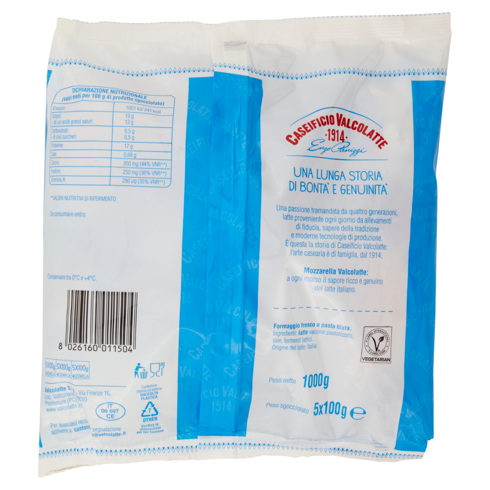 Caseificio Valcolatte Mozzarella 5 x 100 g