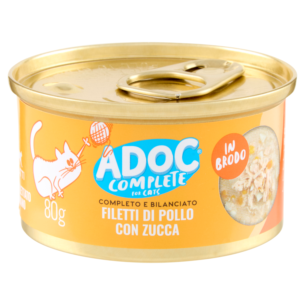 ADoC Complete For Cats Filetti di Pollo con Zucca in Brodo 80 g