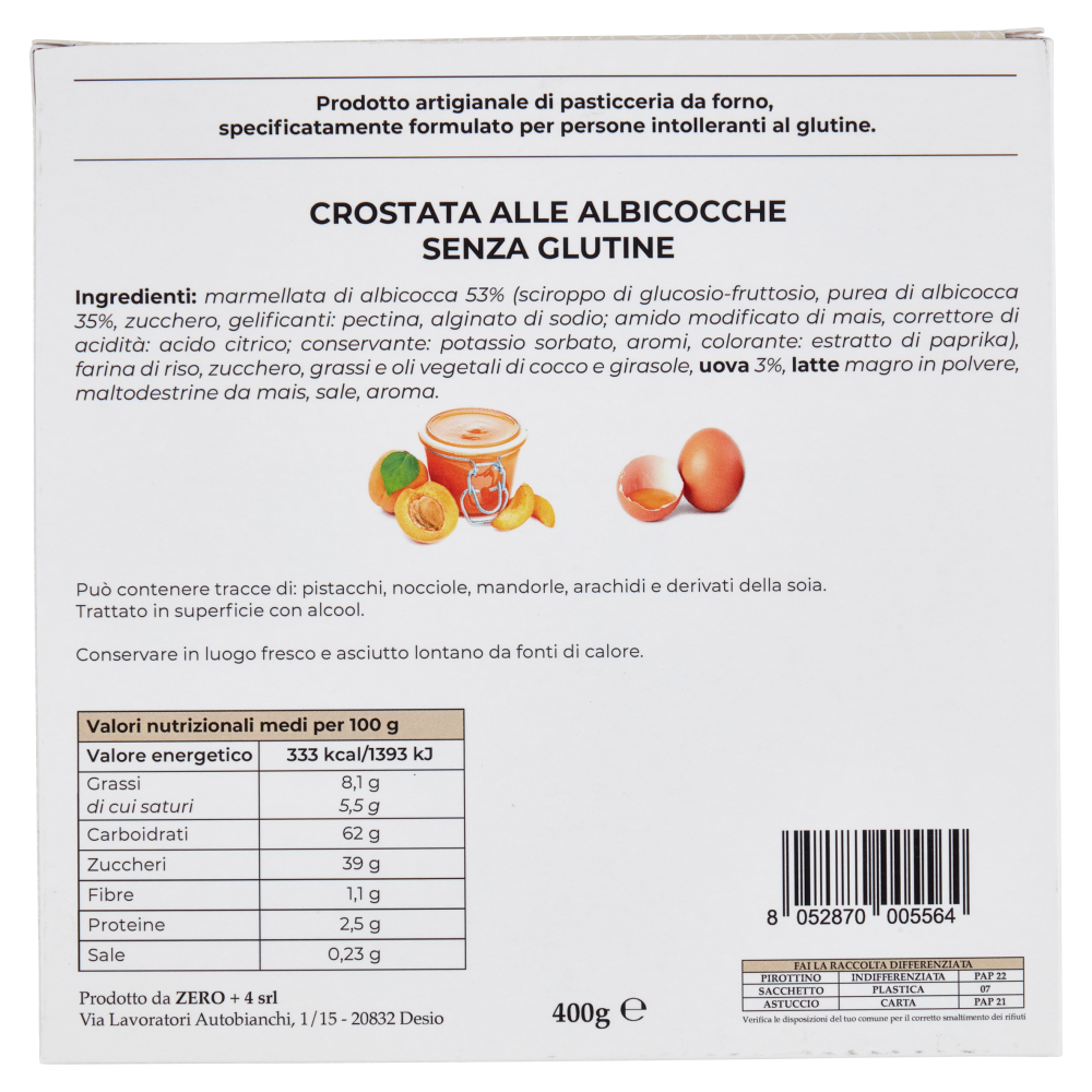 Senza Peccato Crostata alle Albicocche Senza Glutine 400 g