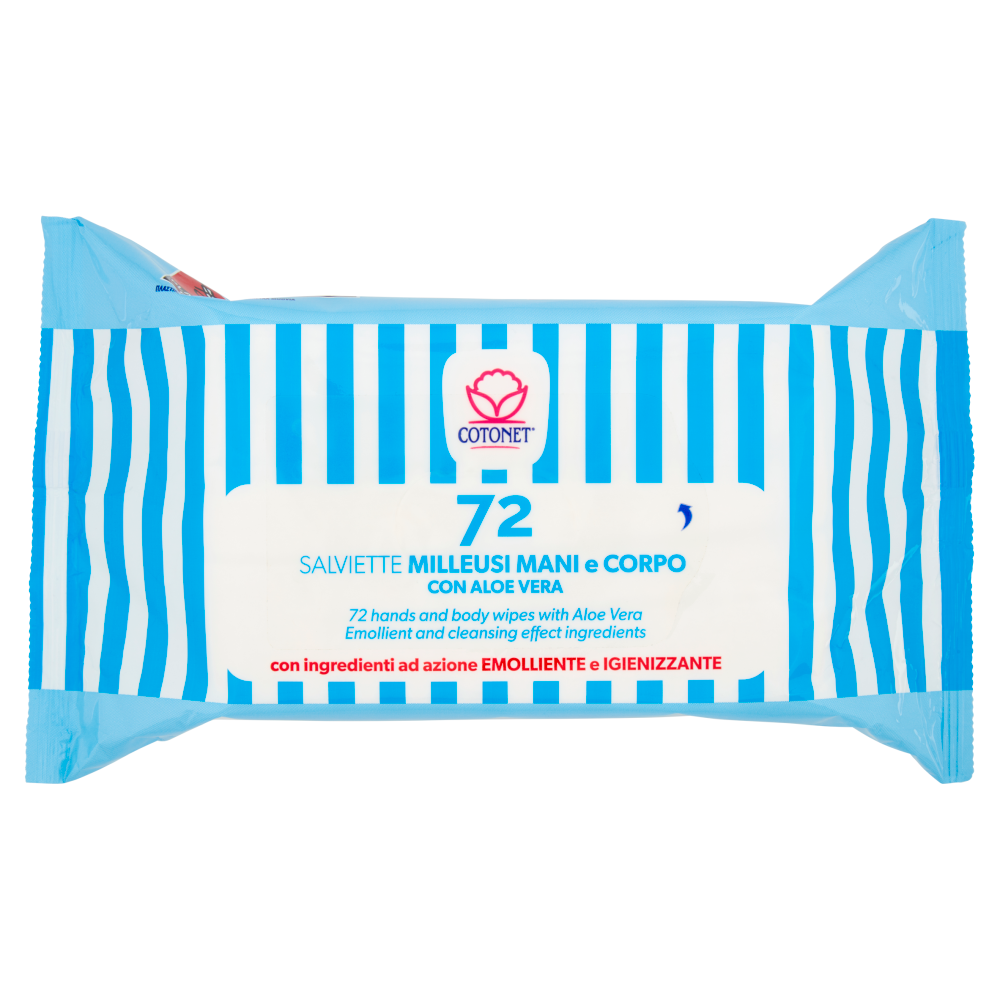 Cotonet Salviette Milleusi Mani e Corpo con Aloe Vera 72 pz