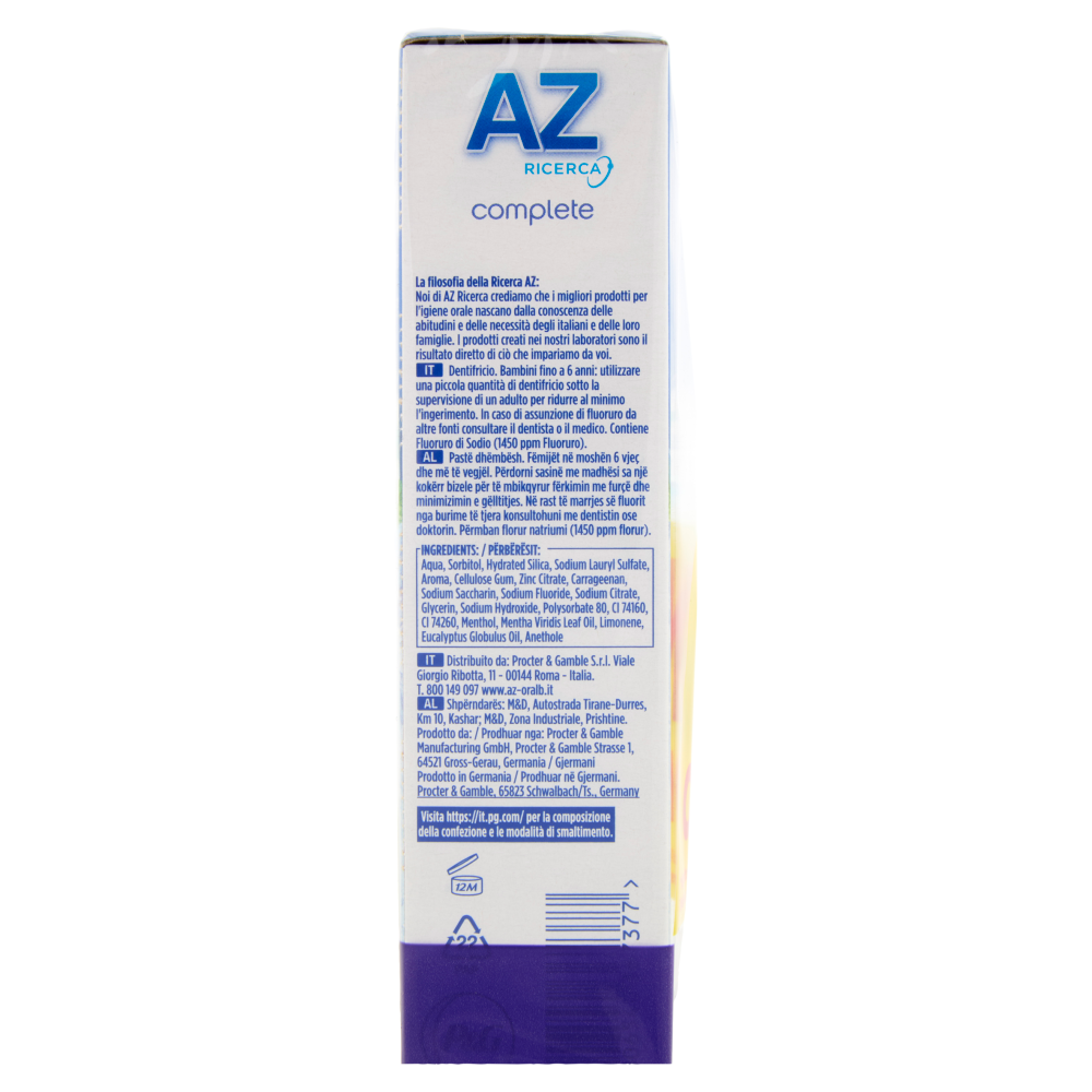 AZ Ricerca Dentifricio Complete Plus Protezione e Pulizia Menta Fresca 3 x 65 ml