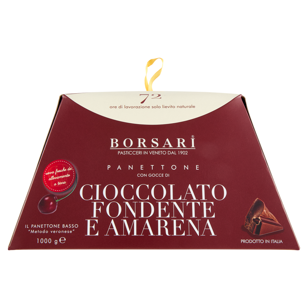 Borsari Panettone con Gocce di Cioccolato Fondente e Amarena 1000 g