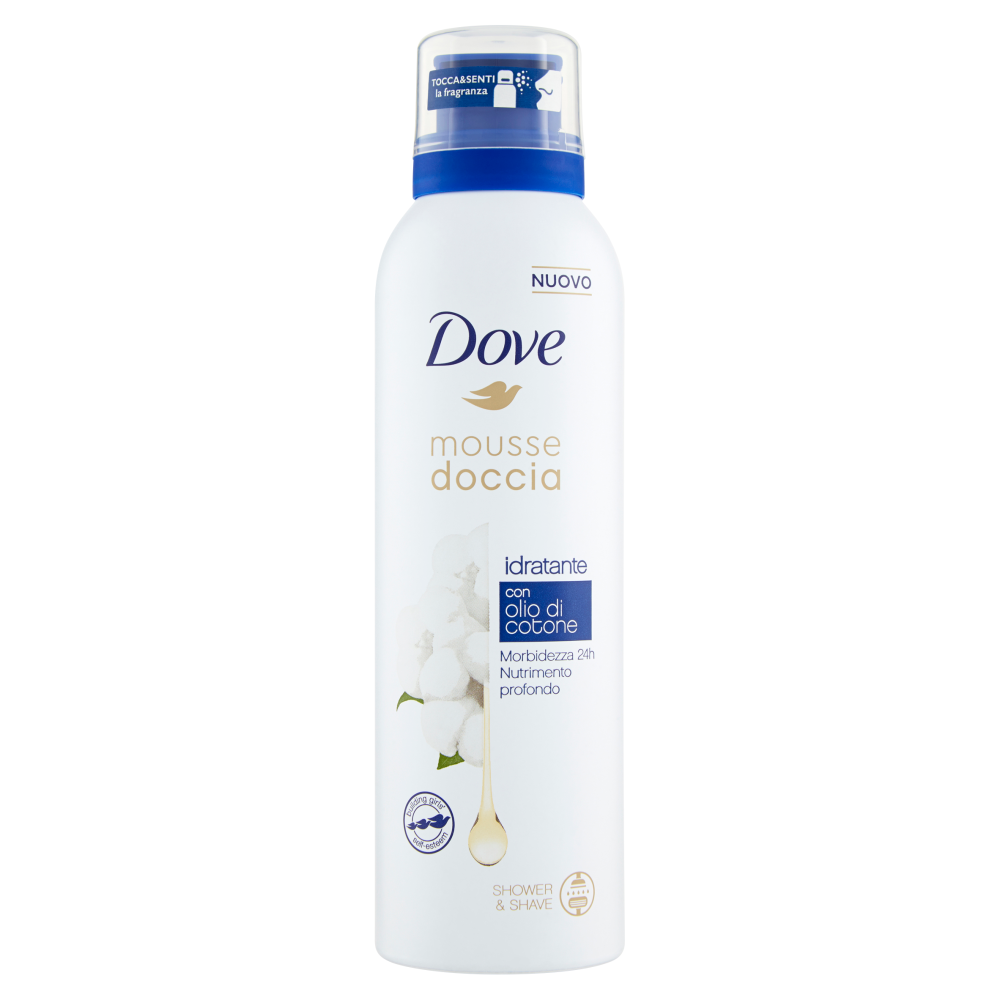 Dove mousse doccia idratante con olio di cotone 200 ml
