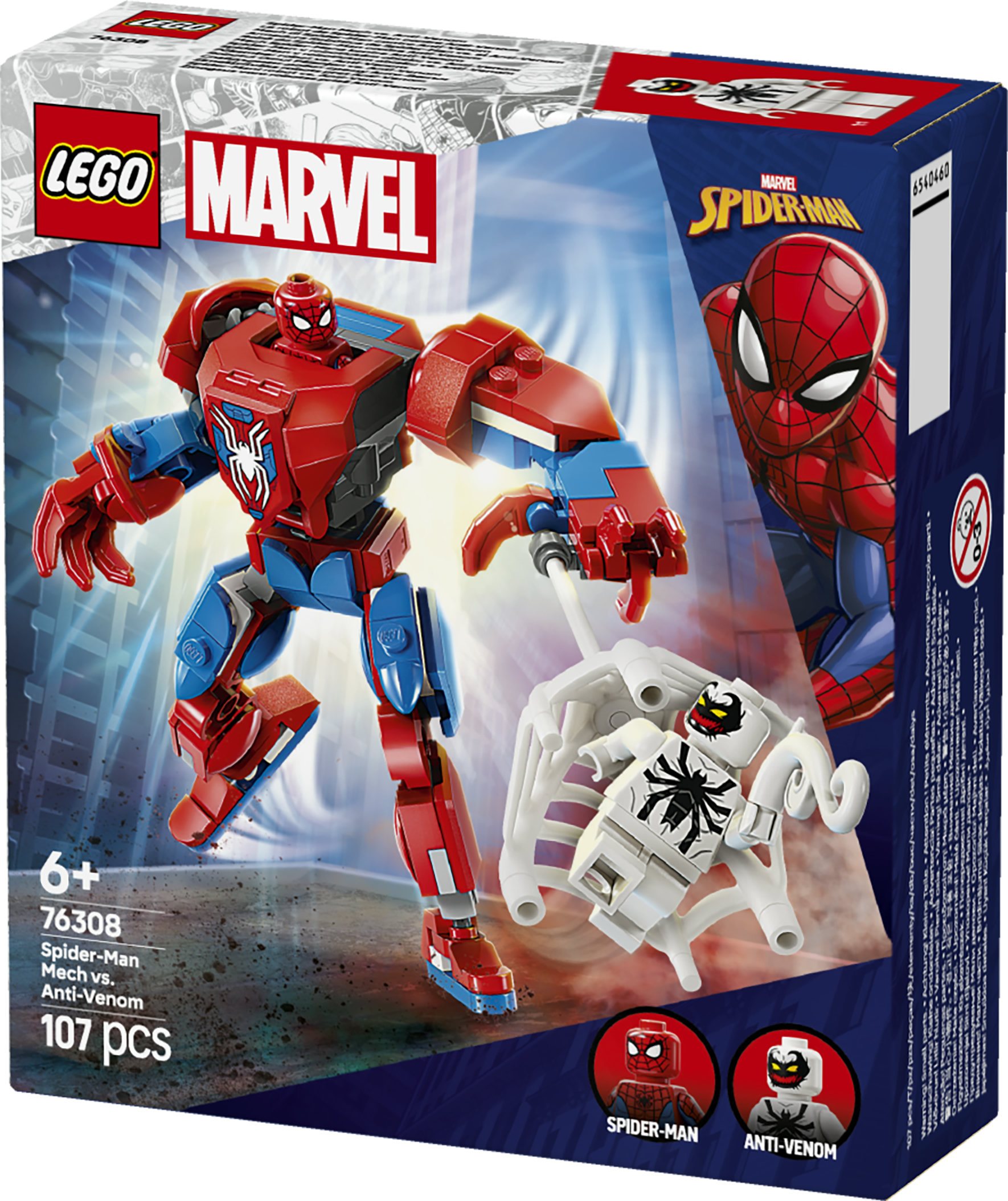 LEGO | Marvel 76308 Mech di Spider-Man Contro Anti-Venom, Action Figure Giocattolo Snodabile con 2 Minifigure per Bambini 6+