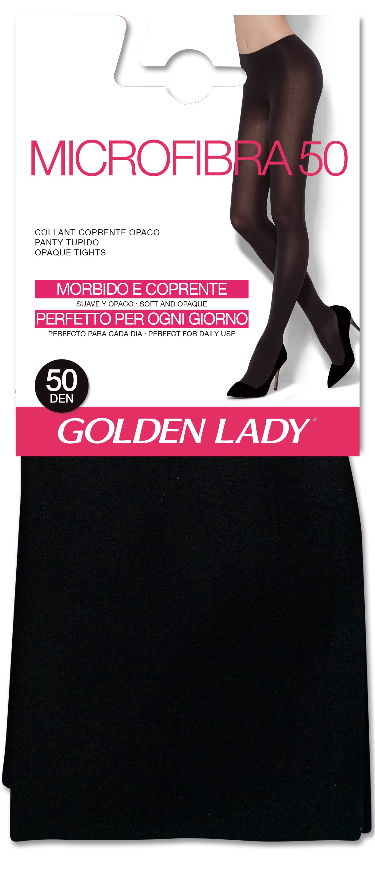 Golden Lady Collant coprente opaco Microfibra 50 morbido e coprente Nero Taglia 4L